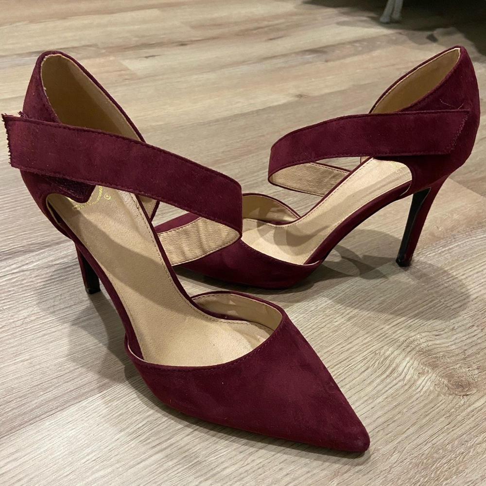 Maroon Suede Pointed Toe Heel